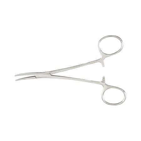 Hemostatic Forceps McKesson Kelly 5-1/2 Inch Length Office Grade Stainless Steel NonSterile Ratchet Lock Finger Ring Handle Curved