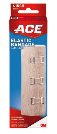 Elastic Bandage 3M™ ACE™ 6 Inch X 5-1/3 Foot Clip Detached Closure Tan NonSterile Standard Compression