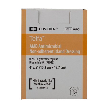 Antibacterial Island Dressing Telfa™ AMD 4 X 5 Inch Rectangle Sterile