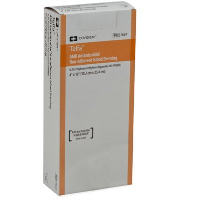 Antibacterial Island Dressing Telfa™ AMD 4 X 10 Inch Rectangle Sterile