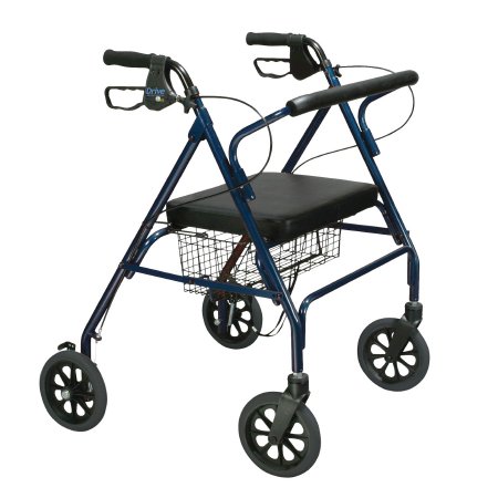 Bariatric 4 Wheel Rollator drive™ Go-Lite Blue Adjustable Height / Folding Steel Frame