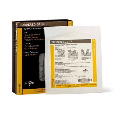 Water Resistant Adhesive Strip Medline 4 X 4 Inch Nonwoven Square White Sterile