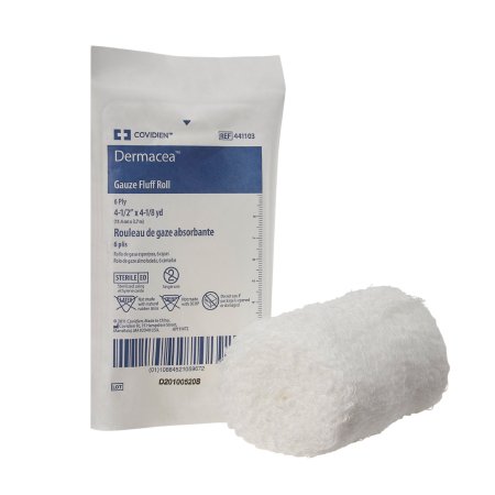 Fluff Bandage Roll Dermacea™ 4-1/2 Inch X 4-1/10 Yard 1 per Pouch Sterile 6-Ply Roll Shape