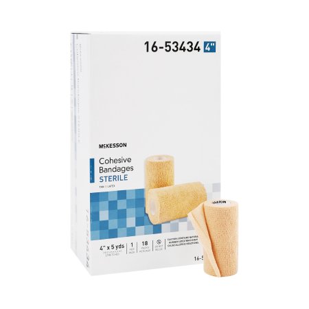 Cohesive Bandage McKesson 4 Inch X 5 Yard Self-Adherent Closure Tan Sterile Standard Compression