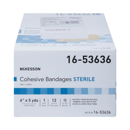 Cohesive Bandage McKesson 6 Inch X 5 Yard Self-Adherent Closure Tan Sterile Standard Compression