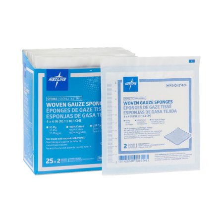 Gauze Sponge 4 X 4 Inch 2 per Pack Sterile 12-Ply Square