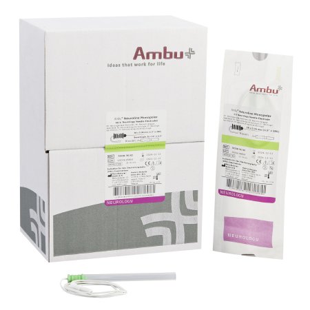 EMG Needle Electrode with Leadwire Ambu® Neuroline 28 Gauge X 1-1/2 Inch Length X 30 Inch Lead Length Coated Stainless Steel Sterile Sharp Beveled Monopolar Needle Tip Disposable
