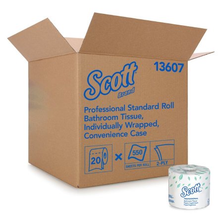 Toilet Tissue Scott® Essential White 2-Ply Standard Size Cored Roll 550 Sheets 4 X 4-1/10 Inch