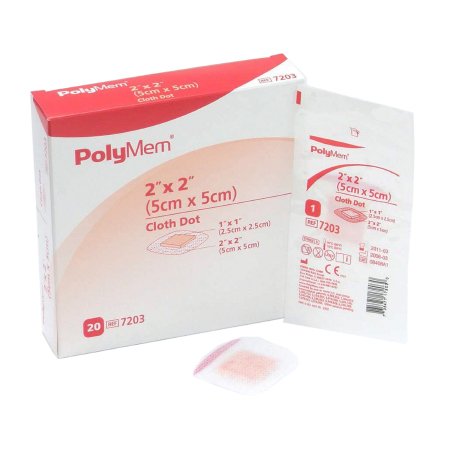 Adhesive Strip PolyMem® 2 X 2 Inch Polyurethane / Film Square Pink / White Sterile