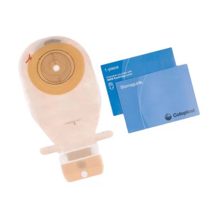 Colostomy Pouch Assura® EasiClose™ WIDE Outlet One-Piece System 11-1/4 Inch Length 3/8 to 2-3/4 Inch Stoma Drainable Flat, Trim to Fit