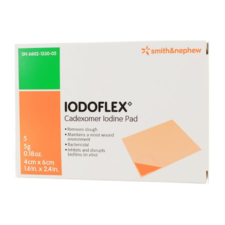 Iodophor Impregnated Dressing Iodoflex™ Pad Rectangle 1-1/2 X 2- 3/8 Inch Sterile