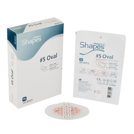 Foam Dressing PolyMem® Shapes® 3-1/2 X 5 Inch With Border Film Backing Adhesive Oval Sterile