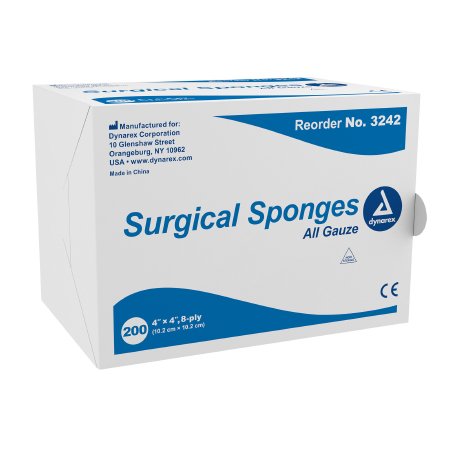 Gauze Sponge Dynarex® 4 X 4 Inch 20 per Pack NonSterile 8-Ply Square