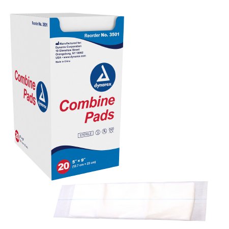 Abdominal Pad Dynarex® 5 X 9 Inch 1 per Pouch Sterile Rectangle