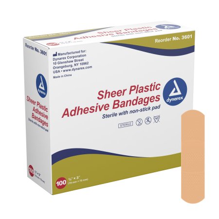 Adhesive Strip Dynarex® 3/4 X 3 Inch Plastic Rectangle Tan Sterile