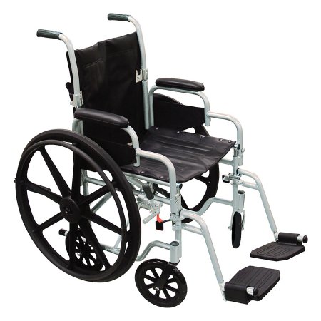 Lightweight Transport Chair drive™ Poly-Fly Aluminum Frame with Silver Finish 250 lbs. Weight Capacity Fixed Height / Padded Arm Black Upholstery
