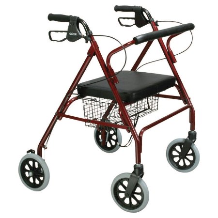 Bariatric 4 Wheel Rollator drive™ Go-Lite Red Adjustable Height / Folding Steel Frame