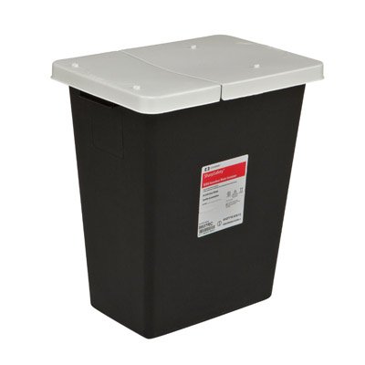 RCRA Waste Container SharpSafety™ Black Base 26 H X 12-3/4 D X 18-1/4 W Inch Horizontal Entry 18 Gallon