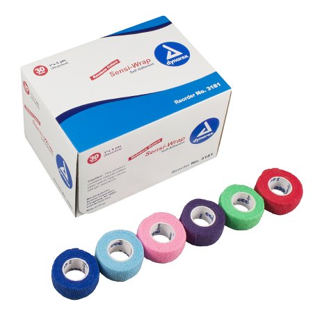 Cohesive Bandage Sensi-Wrap 1 Inch X 5 Yard Self-Adherent Closure Red / Green / Purple / Dark Blue / Pink / Light Blue NonSterile Standard Compression
