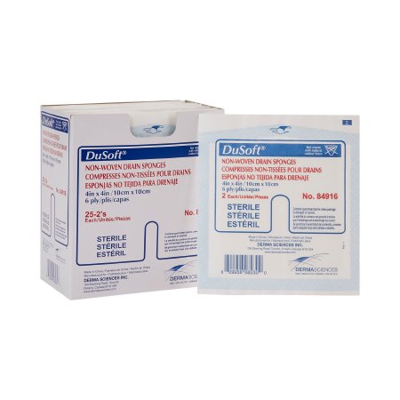 Drain Sponge DuSoft® 4 X 4 Inch Sterile 6-Ply