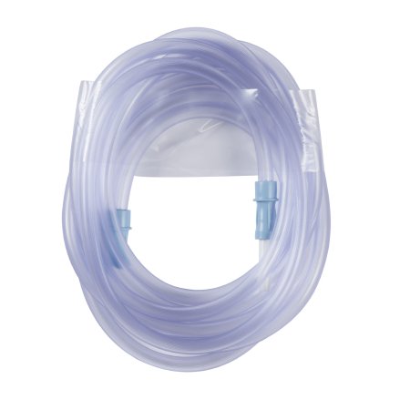 Suction Connector Tubing McKesson 12 Foot Length 0.25 Inch I.D. Sterile Female / Male Connector Clear Ribbed OT Surface NonConductive PVC
