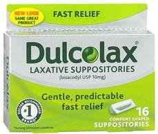 Laxative Dulcolax® Suppository 16 per Box 10 mg Strength Bisacodyl USP