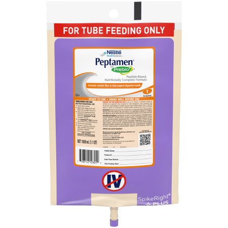 Tube Feeding Formula Peptamen® with Prebio 1™ Unflavored Liquid 1000 mL Ready to Hang Prefilled Container