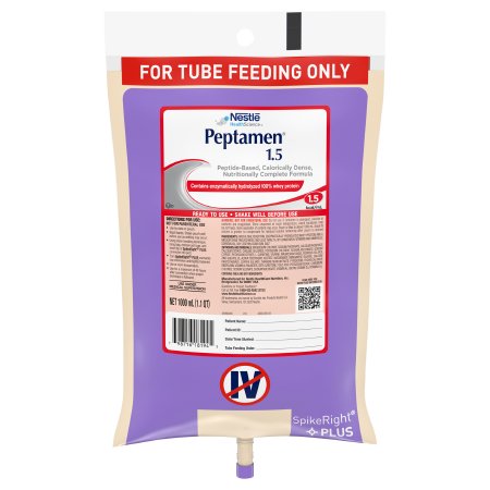 Tube Feeding Formula Peptamen® 1.5 Unflavored Liquid 1000 mL Ready to Hang Prefilled Container