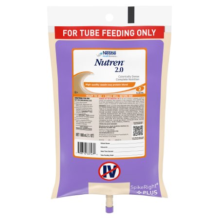 Tube Feeding Formula Nutren® 2.0 Unflavored Liquid 1000 mL Ready to Hang Prefilled Container