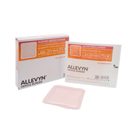 Foam Dressing Allevyn Gentle Border 5 X 5 Inch With Border Film Backing Silicone Gel Adhesive Square Sterile