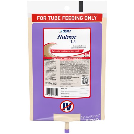 Tube Feeding Formula Nutren® 1.5 Unflavored Liquid 1000 mL Ready to Hang Prefilled Container