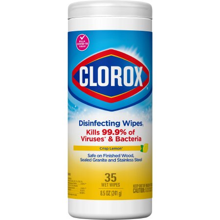 Clorox® Surface Disinfectant Premoistened Manual Pull Wipe 35 Count Canister Lemon Scent NonSterile