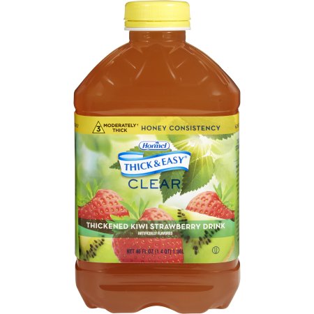 Thickened Beverage Thick & Easy® 46 oz. Bottle Kiwi Strawberry Flavor Liquid IDDSI Level 3 Moderately Thick/Liquidized