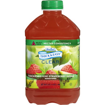 Thickened Beverage Thick & Easy® 46 oz. Bottle Kiwi Strawberry Flavor Liquid IDDSI Level 2 Mildly Thick