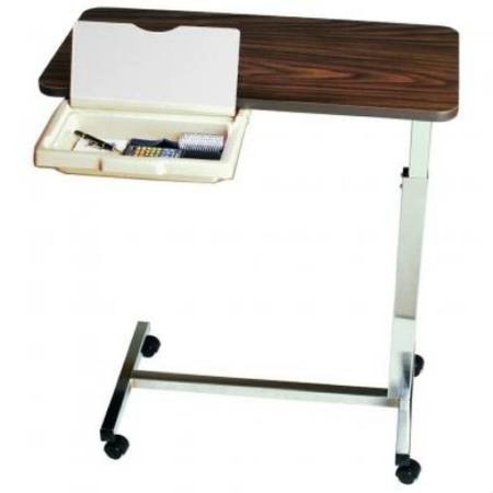 Overbed Table with Vanity AmFab Non-Tilt Automatic Spring Assisted Lift 28 to 45 Inch Height Range