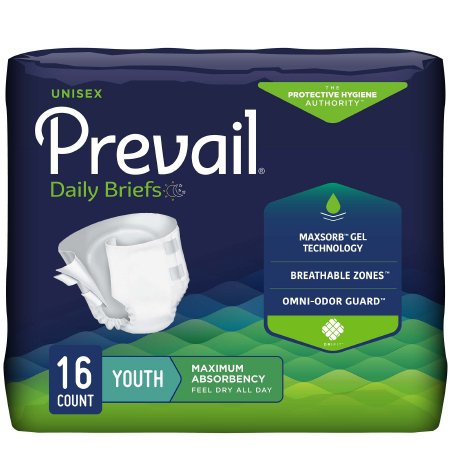 Unisex Youth Incontinence Brief Prevail® X-Small Disposable Heavy Absorbency