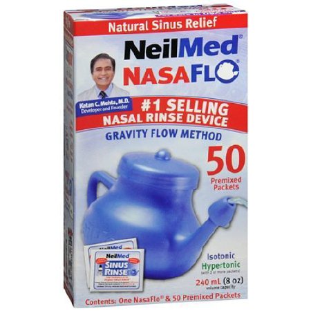 Saline Nasal Rinse Kit Neilmed® Nasaflo® Neti Pot 50 Packets