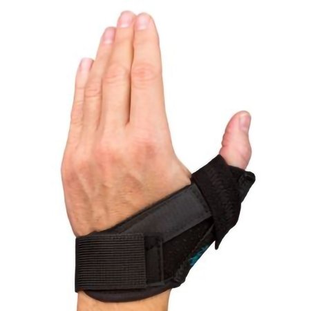 Thumb Brace Tee Pee Thumb Protector Adult Medium Hook and Loop Strap Closure Left Hand Black