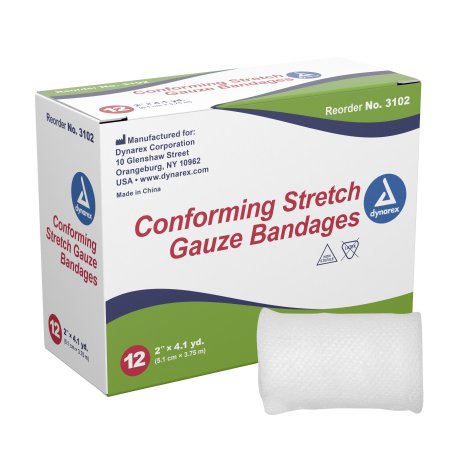 Conforming Bandage Dynarex® 2 Inch X 4-1/10 Yard 12 per Pack NonSterile 1-Ply Roll Shape