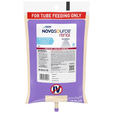 Tube Feeding Formula Novasource® Renal Unflavored Liquid 1000 mL Ready to Hang Prefilled Container