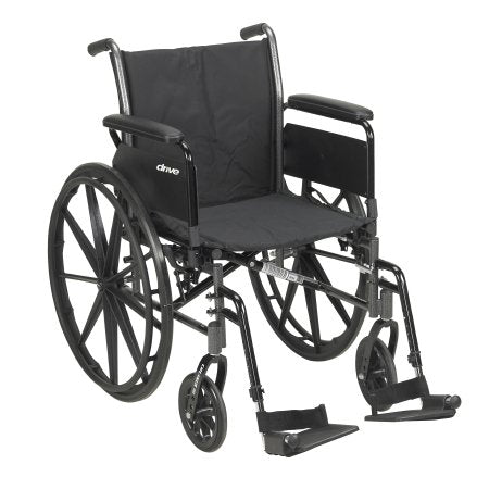 Lightweight Wheelchair drive™ Cruiser III Dual Axle Full Length Arm Elevating Legrest Black Upholstery 18 Inch Seat Width Adult 300 lbs. Weight Capacity