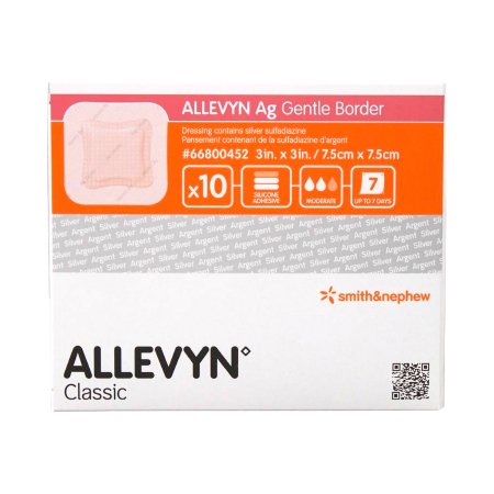 Silver Foam Dressing Allevyn Ag Gentle Border 3 X 3 Inch Square Sterile