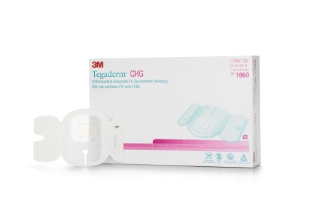 I.V. Dressing with CHG 3M™ Tegaderm™ CHG (Chlorhexidine Gluconate) / Film 2-3/4 X 3.375 Inch Sterile