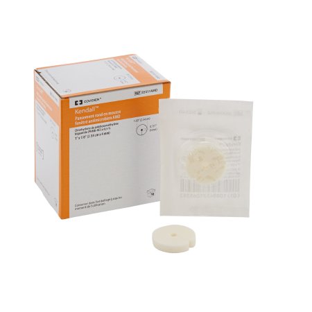 PHMB Impregnated Foam Disc Kendall™ AMD Foam 1 Inch Diameter / 4 mm Hole Sterile