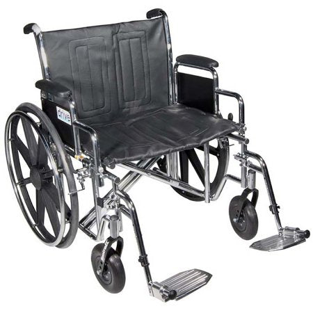 Bariatric Wheelchair drive™ Sentra EC Heavy Duty Dual Axle Full Length Arm Swing-Away Footrest Black Upholstery 22 Inch Seat Width Adult 450 lbs. Weight Capacity