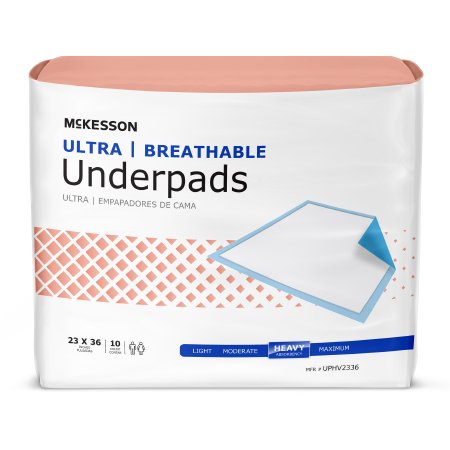 Disposable Underpad McKesson Ultra Breathable 23 X 36 Inch Fluff / Polymer Heavy Absorbency