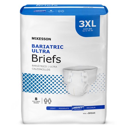 Unisex Adult Incontinence Brief McKesson Ultra Bariatric 3X-Large Disposable Heavy Absorbency