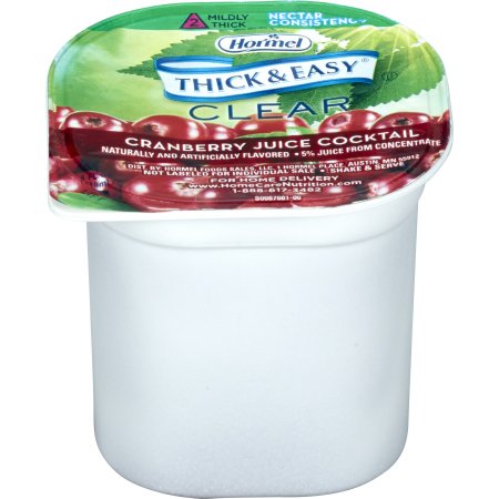 Thickened Beverage Thick & Easy® 4 oz. Portion Cup Cranberry Juice Cocktail Flavor Liquid IDDSI Level 2 Mildly Thick