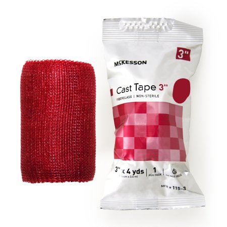 Cast Tape McKesson 3 Inch X 12 Foot Fiberglass Red