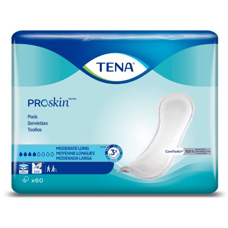 Bladder Control Pad TENA ProSkin™ Moderate Long 12 Inch Length Moderate Absorbency Dry-Fast Core™ One Size Fits Most